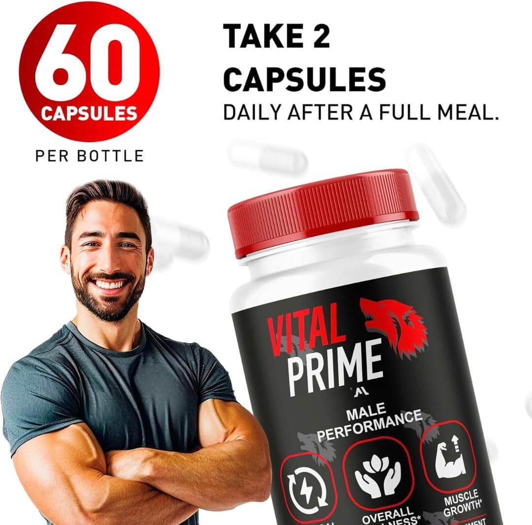 60 Count Vital Prime Capsules for Men - All-Natural Male Health Formula - Official Vital Prime Pills