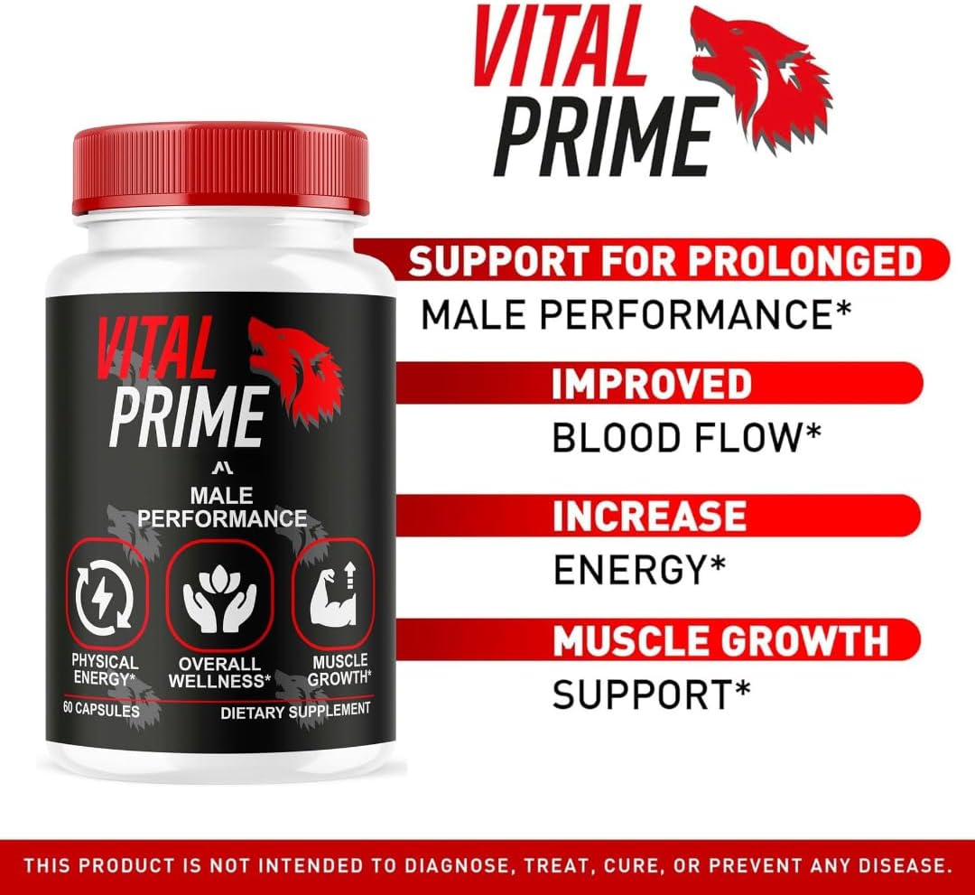 60 Count Vital Prime Capsules for Men - All-Natural Male Health Formula - Official Vital Prime Pills