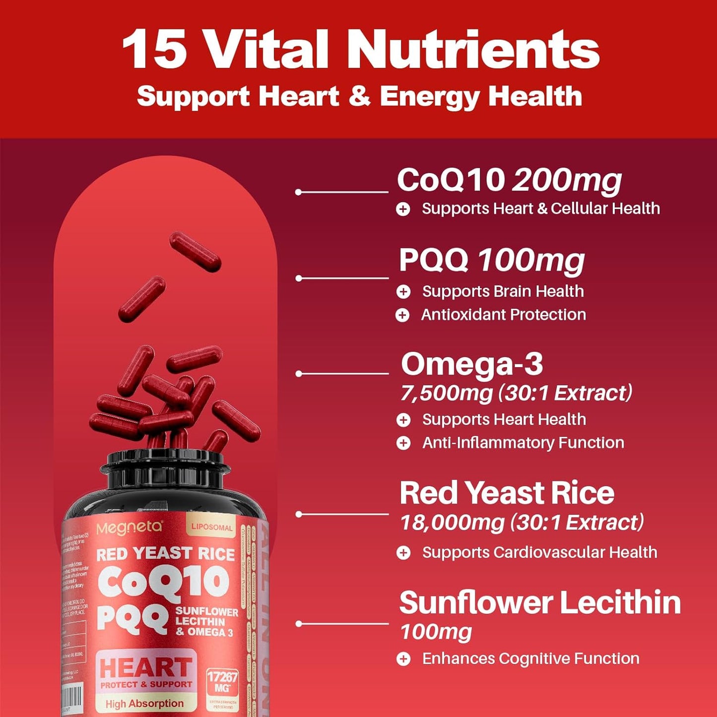 60 Day Supply of MEGNETA All in One CoQ10 with PQQ Supplement
