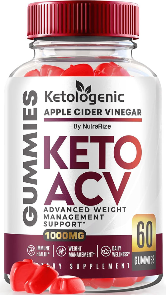 60 NutraRize Ketologenic Keto ACV Gummies for  Slimming Formula  & Detox - Apple Cider Vinegar Vitamin Supplement