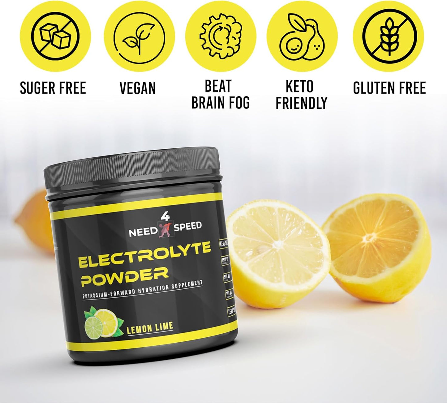 60 Servings NEED 4 SPEED Lemon Lime Electrolyte Powder for Athletes, Fitness, and Active Lifestyles