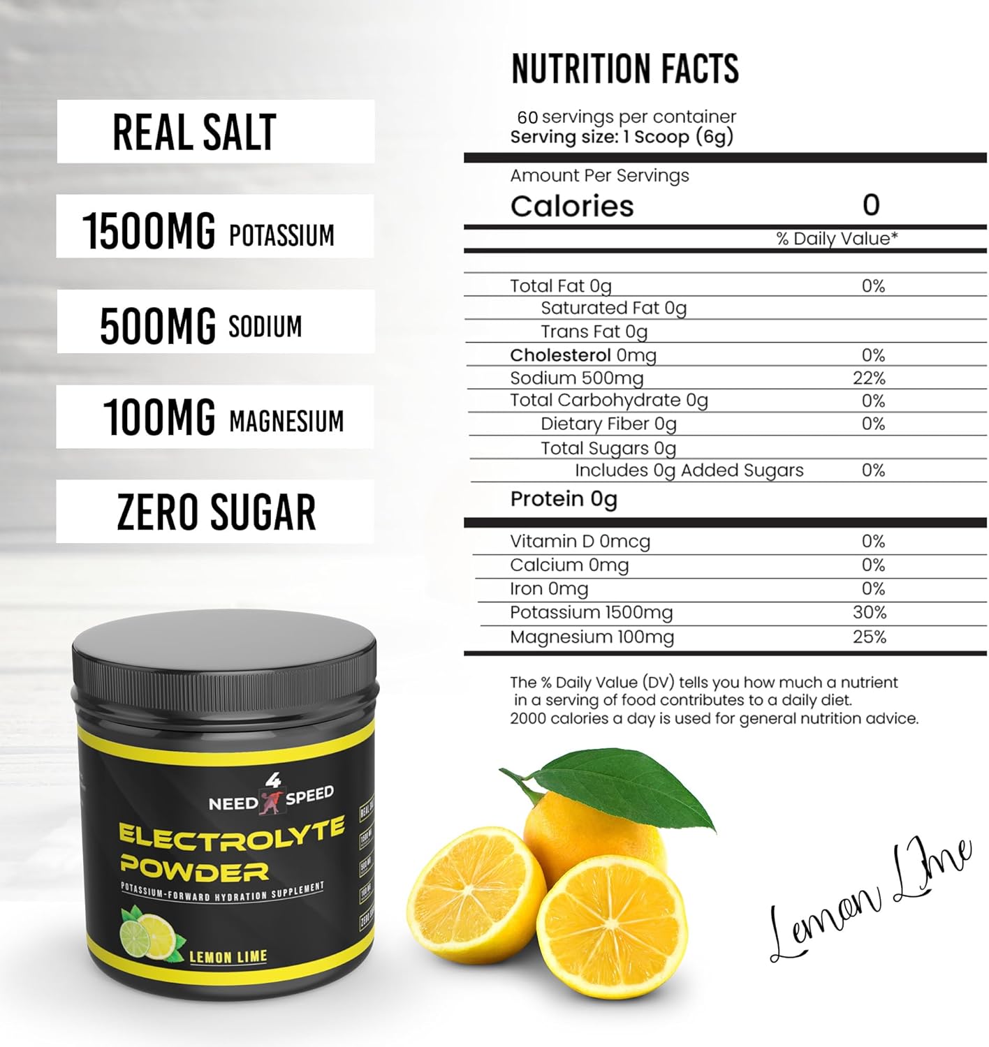 60 Servings NEED 4 SPEED Lemon Lime Electrolyte Powder for Athletes, Fitness, and Active Lifestyles