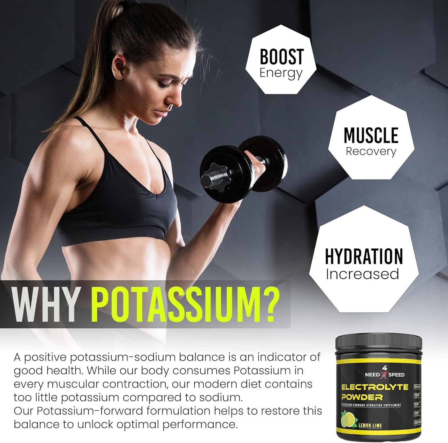 60 Servings NEED 4 SPEED Lemon Lime Electrolyte Powder for Athletes, Fitness, and Active Lifestyles
