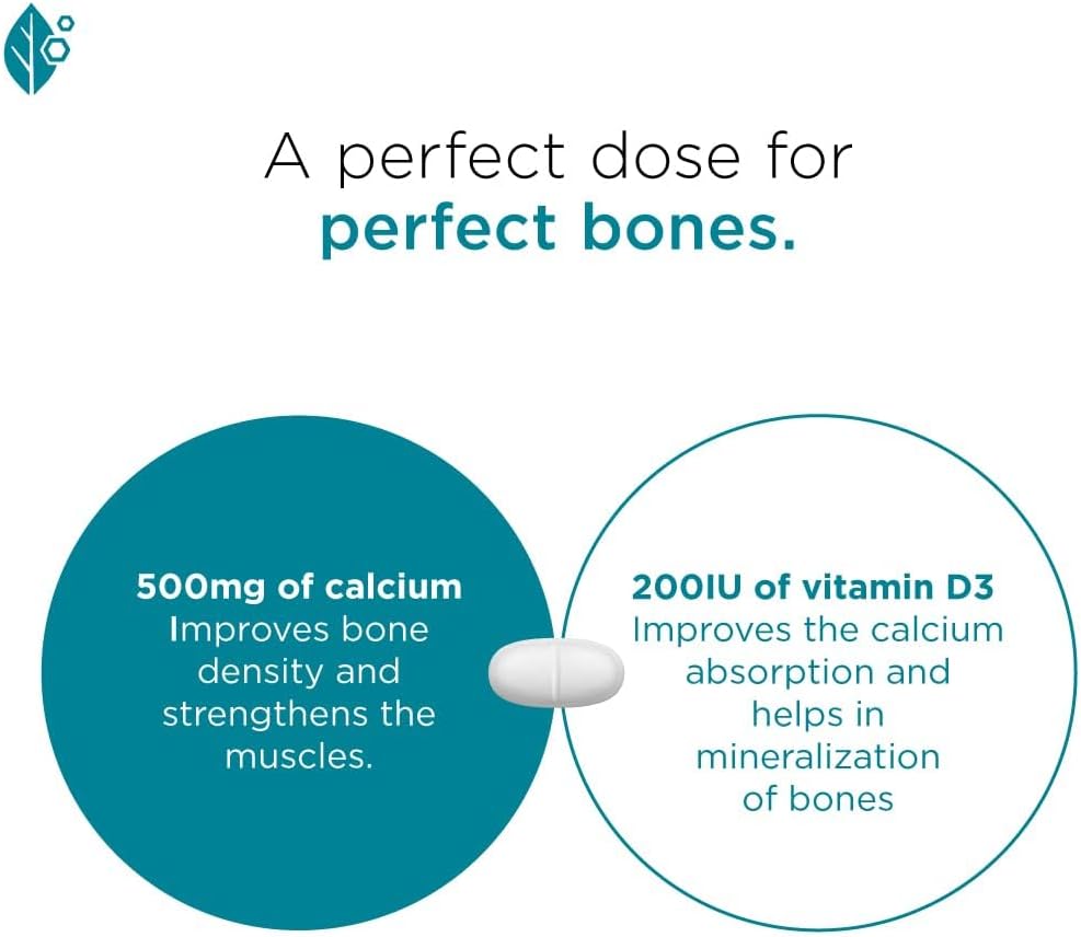 60 Tablets of Generic Calcium and Vitamin D3 for Stronger Muscles and Joints, Promotes Healthy Calcium Levels, Easy-to-Swallow Formula
