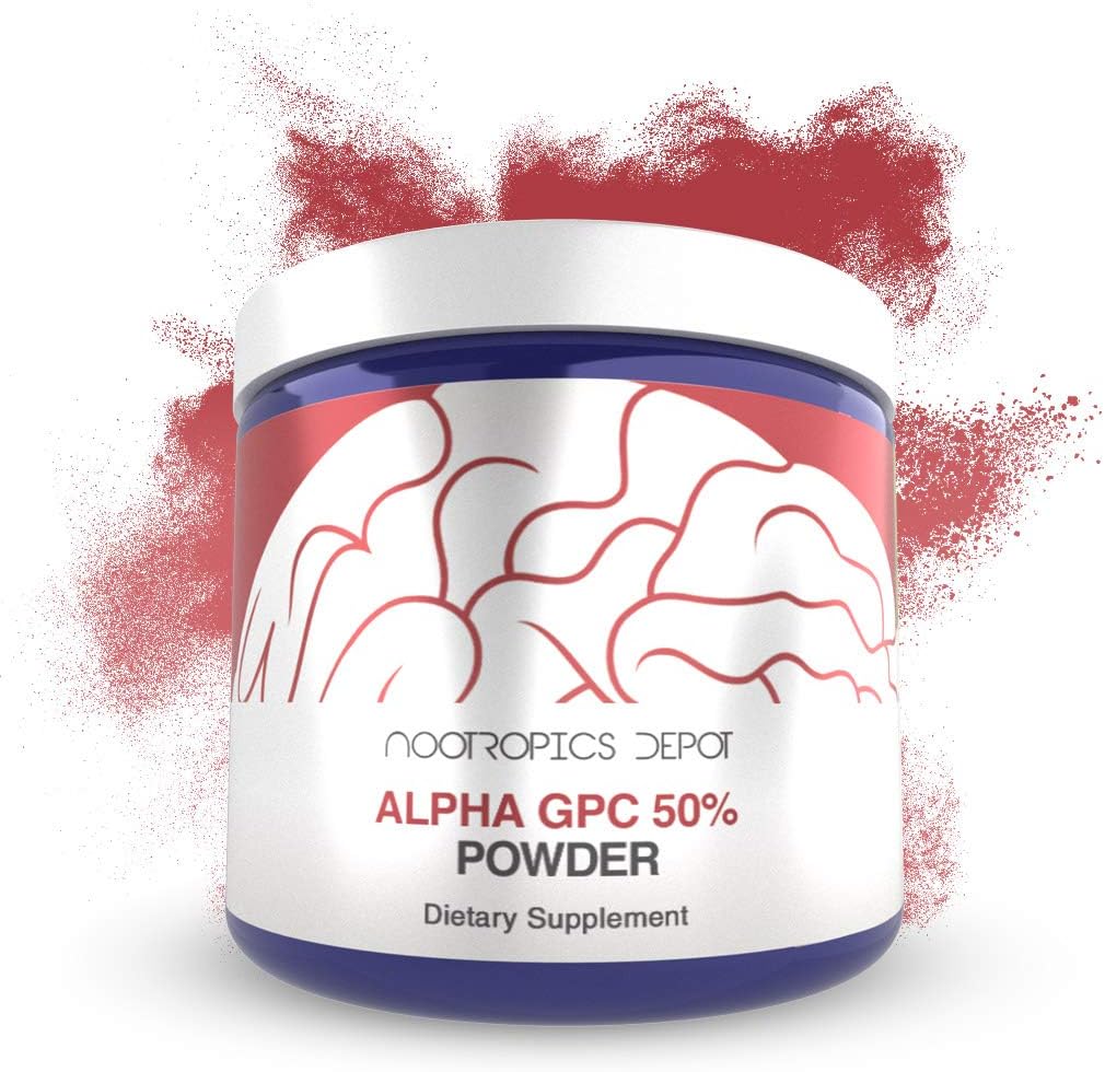 60g Nootropics Depot Alpha GPC Powder (50%) for Brain Health - Cholinergic Supplement to Enhance Cognition, Memory, and Focus