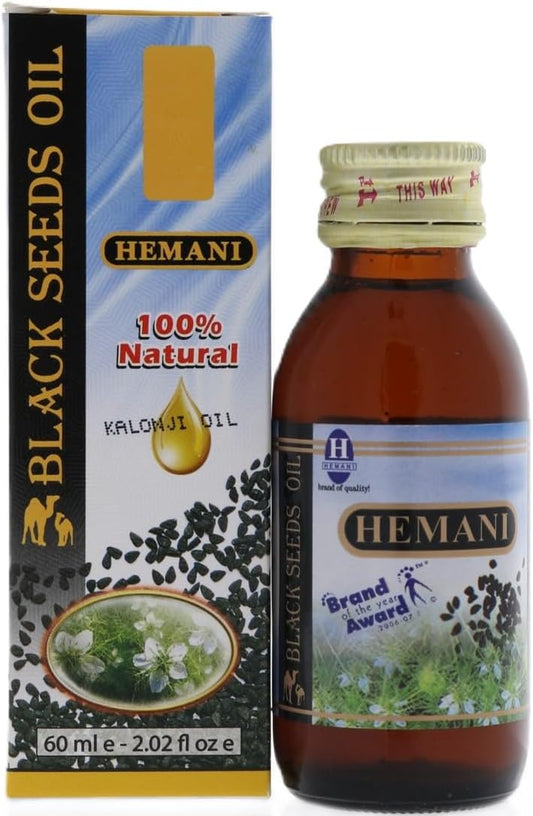 60ml Hemani Black Seed Oil - Pure Premium Cold-Pressed Nigella Sativa Oil for Digestive Health and Immune Support