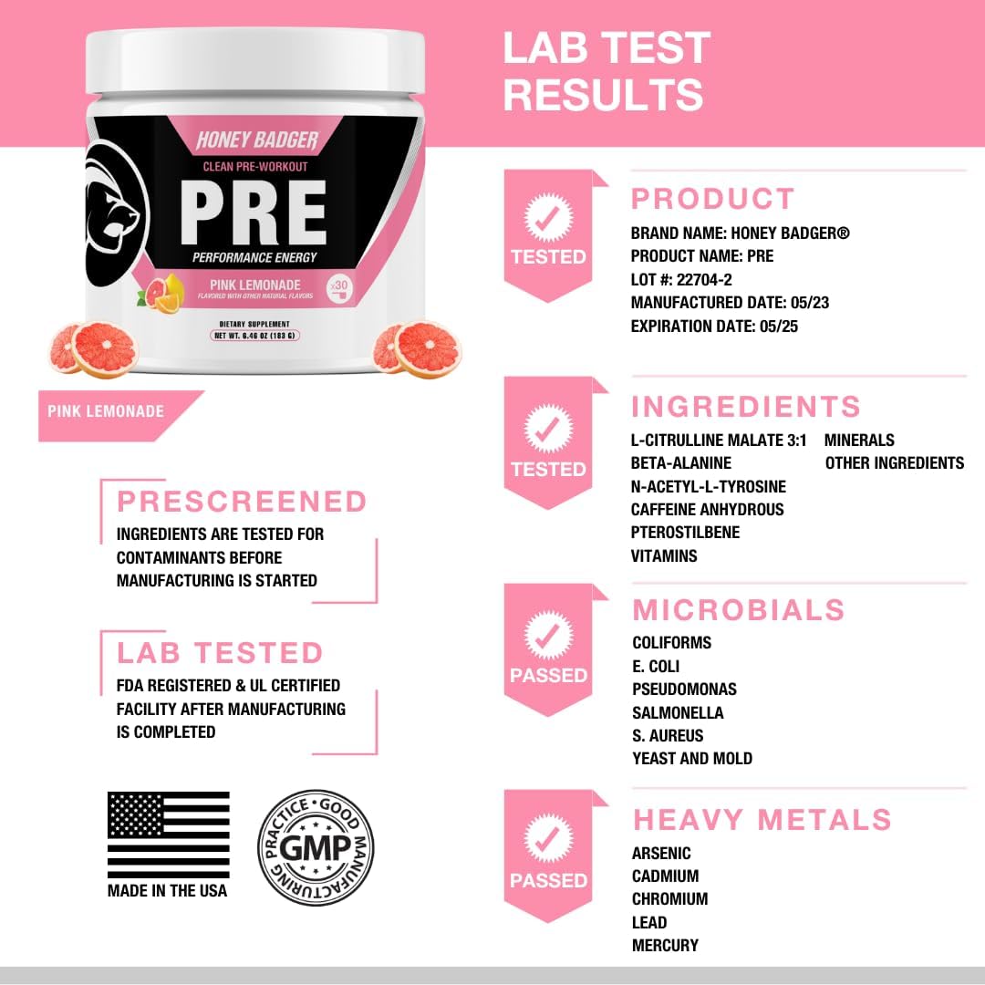 pink-lemonade-honey-badger-pre-workout-powder---sugar-free-keto-vegan-preworkout-with-beta-alanine-caffeine-for-natural-energy-boost---30-servings-for-men-women-6