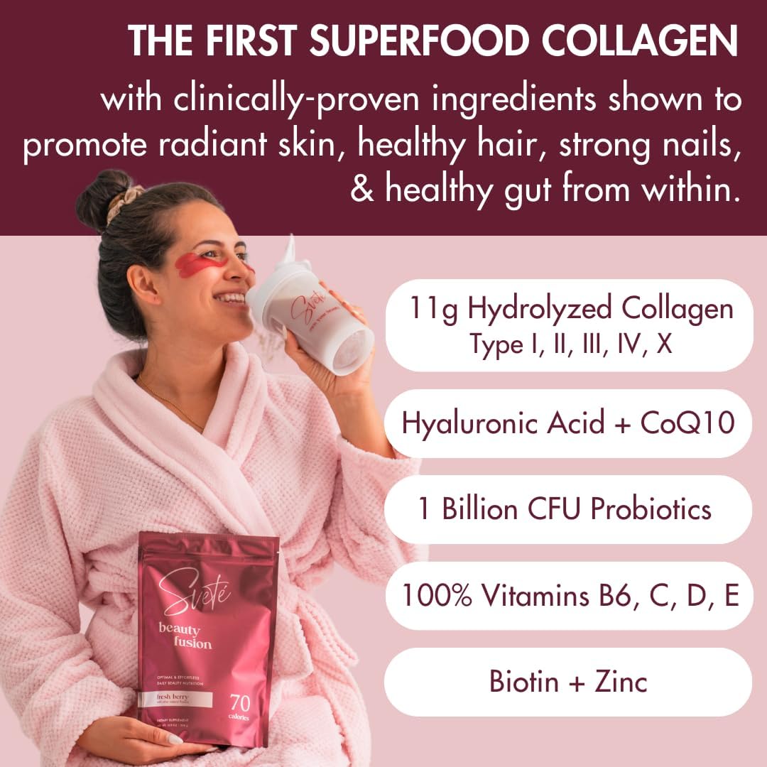 svete-hydrolyzed-multi-collagen-powder-beauty-superfood-for-women---aging-skin-hair-nails-joints-gut-health---vitamins-probiotics-peptides---keto-supplement-drink---berry-flavor-2