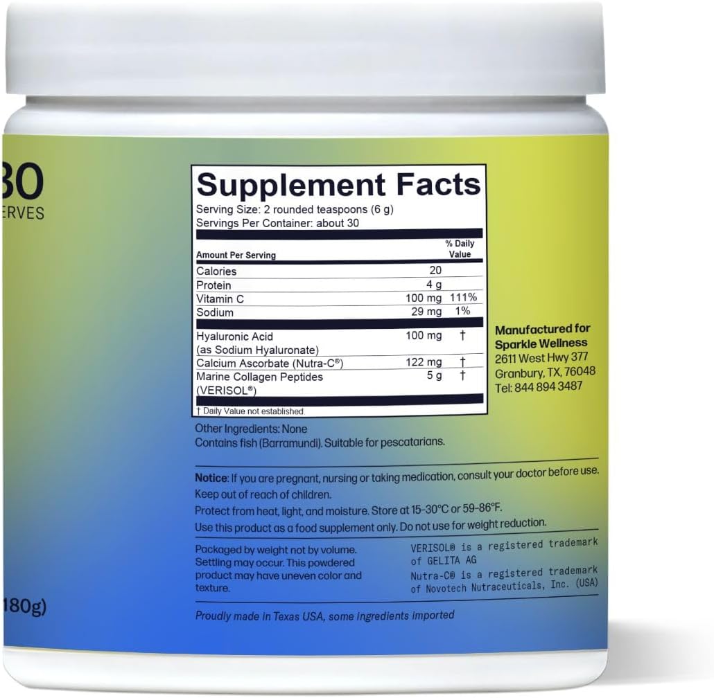 Marine Collagen Powder Supplement with VERISOL, Vitamin C & Hyaluronic Acid - Skin Boost Plus (30 Servings) - Espot.com.au