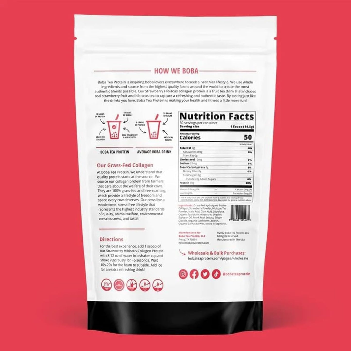 strawberry-hibiscus-boba-tea-collagen-powder---30-servings-grass-fed-hydrolyzed-bovine-collagen-for-hair-skin-nails-bones-joints-men-women-no-sugar-added-6