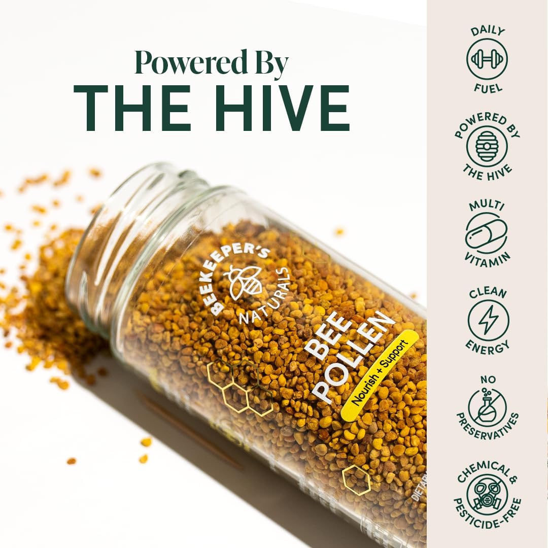 100-raw-bee-pollen-granules---natural-source-of-vitamin-b-minerals-amino-acids-protein---paleo-keto-and-gluten-free---52-oz-jar-2