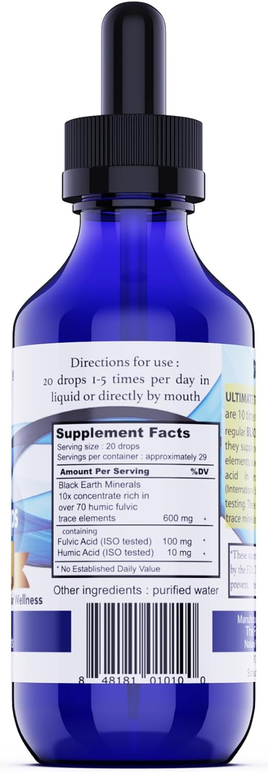 Black Earth Ultimate Trace Minerals 10x Strength - Fulvic & Humic Acid Supplement for Athletes - Non GMO Vegan Formula - 1oz Dropper - Espot.com.au