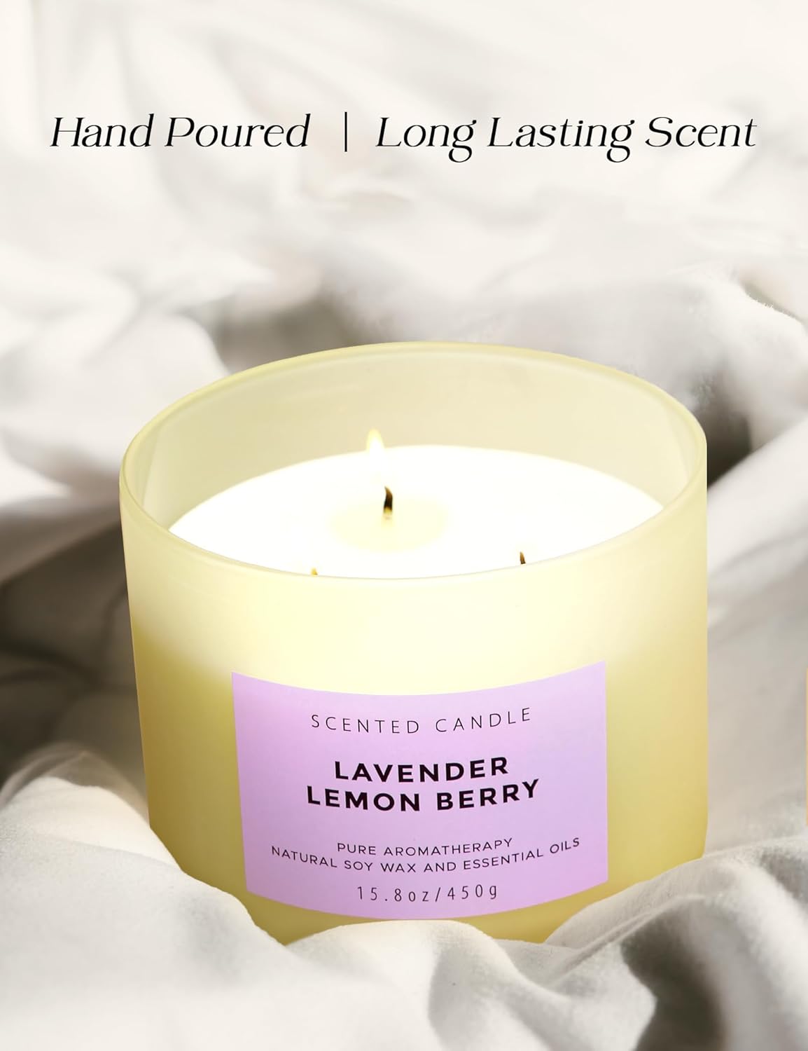 Lavender Lemon Berry Aromatherapy Candle for Stress Relief | 3 Wick Soy Candle 15.8 oz | Relaxing Scented Candle for Women & Men | Clean Burn, Long Lasting - Espot.com.au