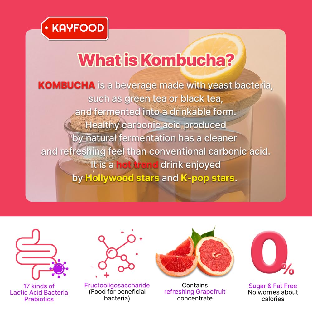 gut-healthy-kiwi-kombucha-tea-powder-mix-with-probiotics-prebiotics---zero-sugar-sparkling-beverage-for-iced-or-hot-tea-workout-tea---20-sticks-in-reusable-bottle-set---grapefruit-flavor-4