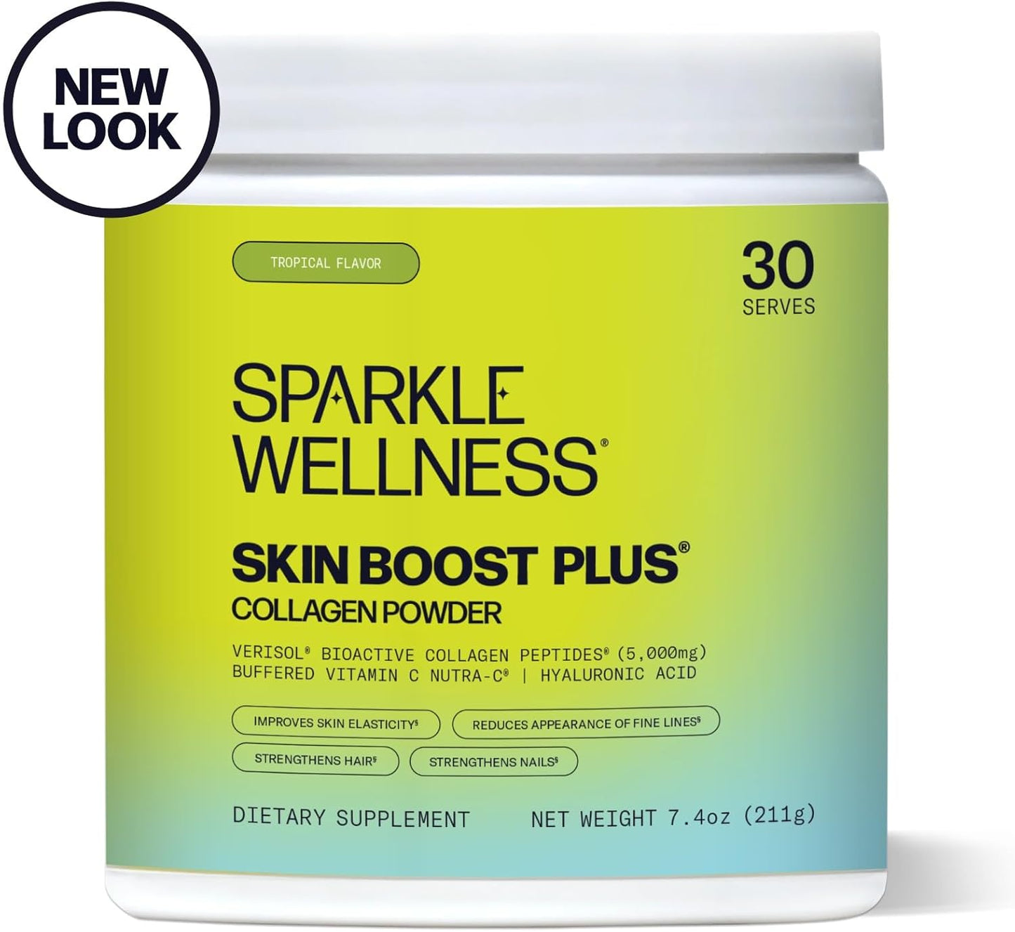 Tropical Sparkle Collagen Powder Supplement with VERISOL Peptides & Vitamin C for Skin Boost - 30 Servings - Espot.com.au
