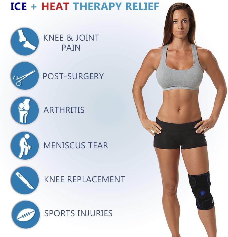 Adjustable Knee Ice Pack with Wrap - Reusable Hot & Cold Gel Pack for Knee Injuries, Pain, Surgery - ComfiLife Compression Support for Arthritis, Meniscus - Knee Brace for Recovery & Relief - Espot.com.au
