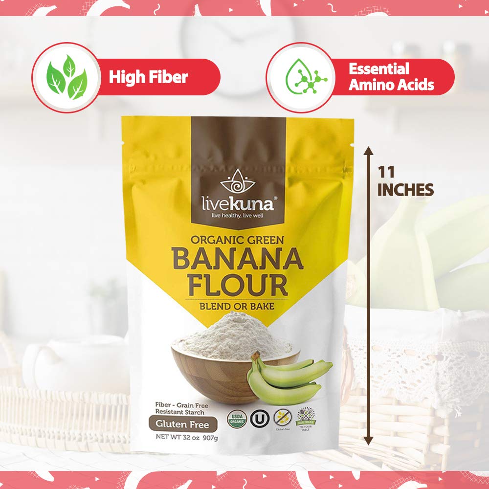 Organic Banana Flour - Gluten-Free All-Purpose Flour Alternative for Baking & Cooking - Grain-Free Vegan Option, High Fiber & Vitamins for Keto & Paleo, 32oz Bag - Espot.com.au