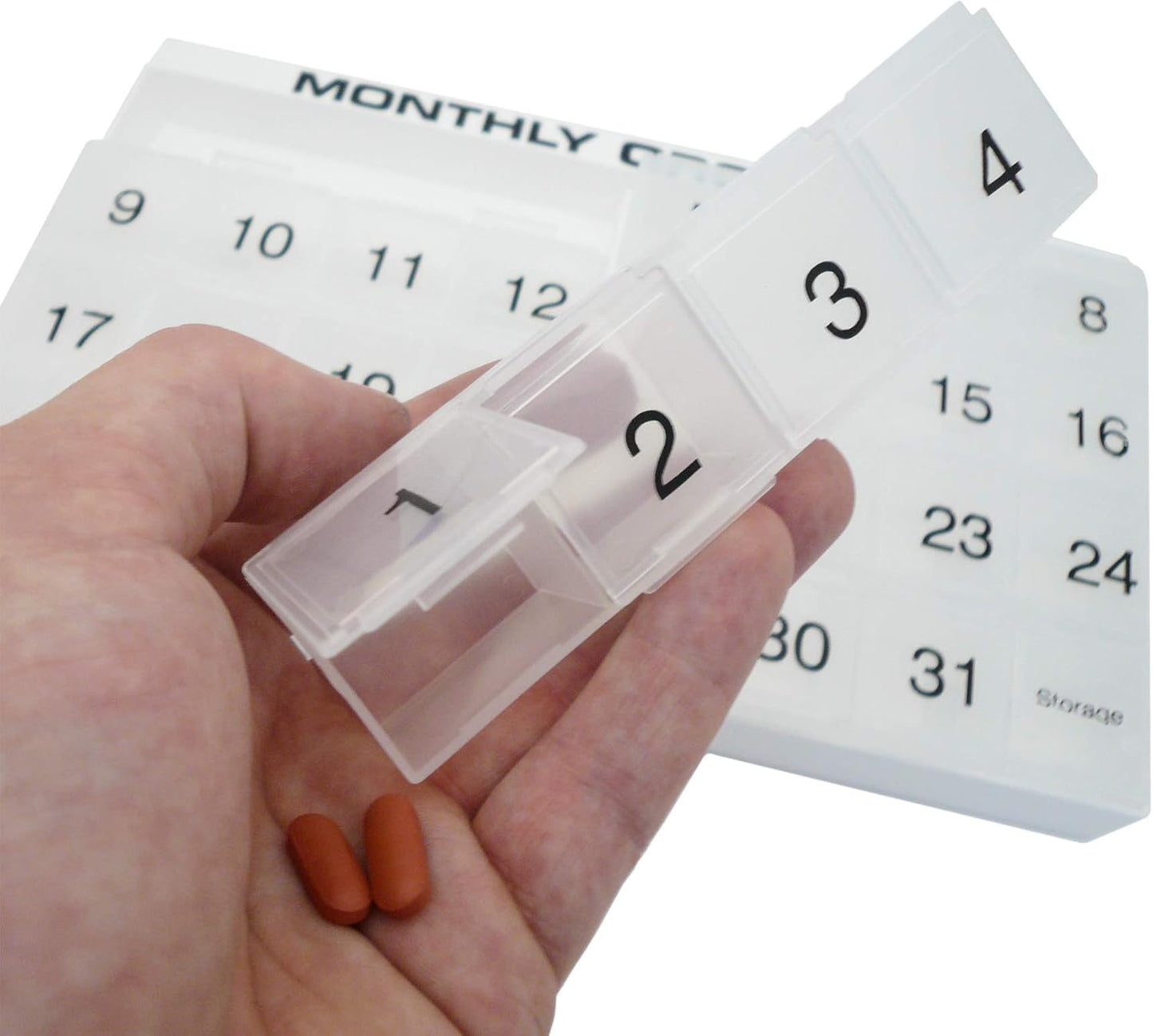 promed-supplies-monthly-pill-organizer-with-31-compartments---1-per-day---includes-tray-and-8-removable-compartments---white-color-6