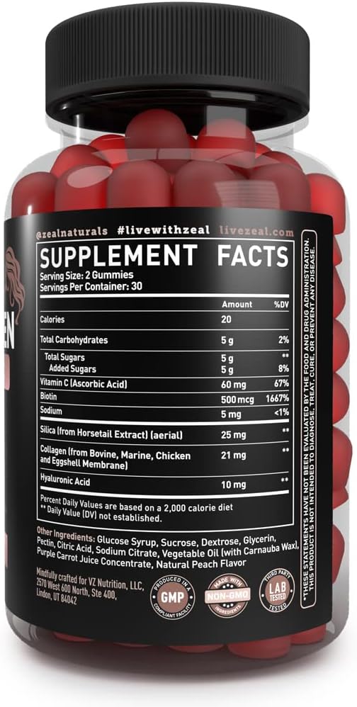 zeal-naturals-multi-collagen-gummies-with-vitamin-c-biotin-and-hyaluronic-acid---supports-hair-skin-nails---non-gmo-gluten-free-peach-flavor---60-gummies-2