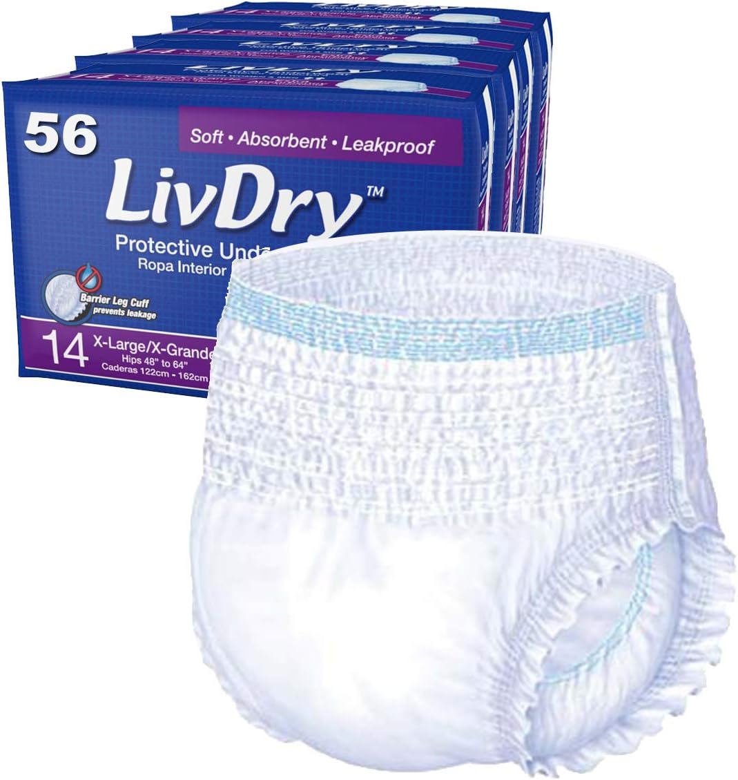 livdry-adult-incontinence-underwear-xl-extra-absorbency-overnight-comfort-bundle---case-of-80---unisex-pull-up-diapers-for-men-and-women-2