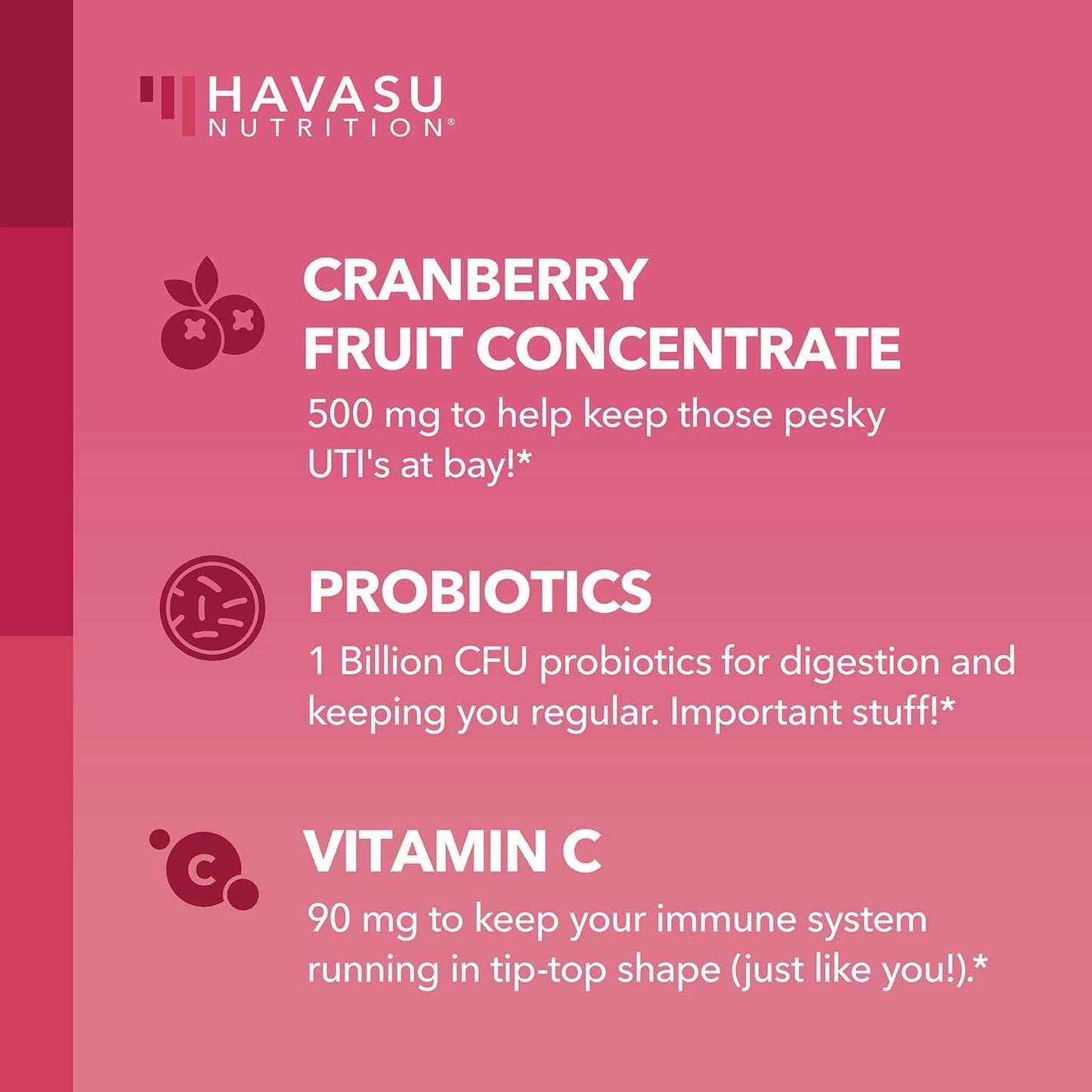 Women's Probiotic Cranberry Gummies - Supports Urinary Tract Health & pH Balance - 1 Billion CFU of Lactobacillus - Bladder & Vaginal Wellness - Cran-Raspberry Flavor - 60 Count - Espot.com.au