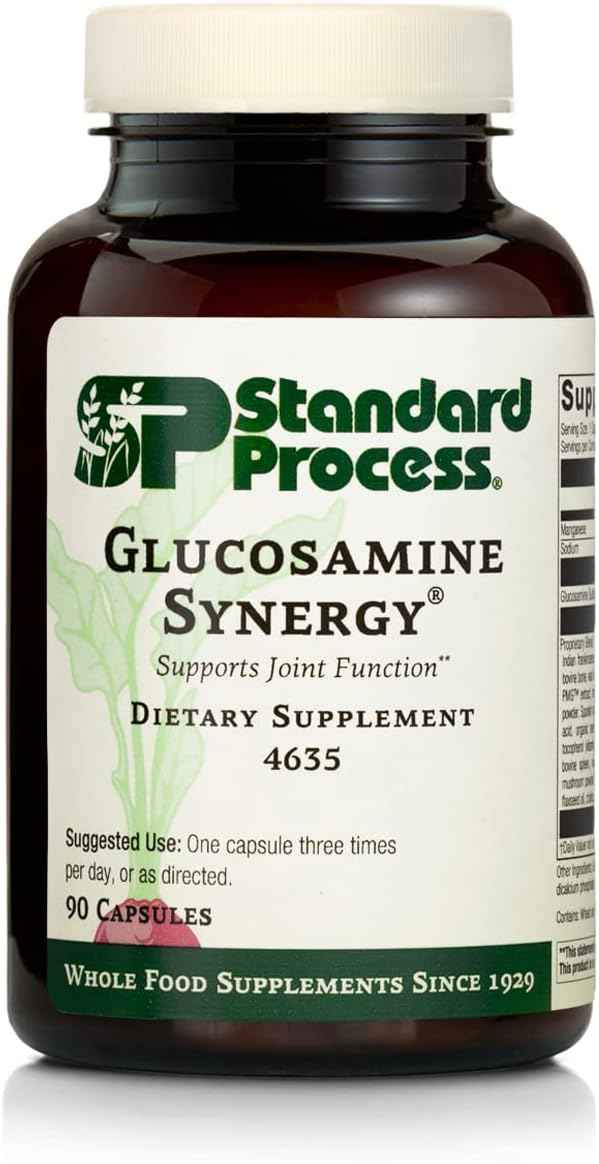 Whole Food Glucosamine Synergy Supplement for Joint Support - 90 Capsules with Cyanocobalamin, Cholecalciferol, Shiitake, Manganese, and Organic Carrots by Standard Process Inc.