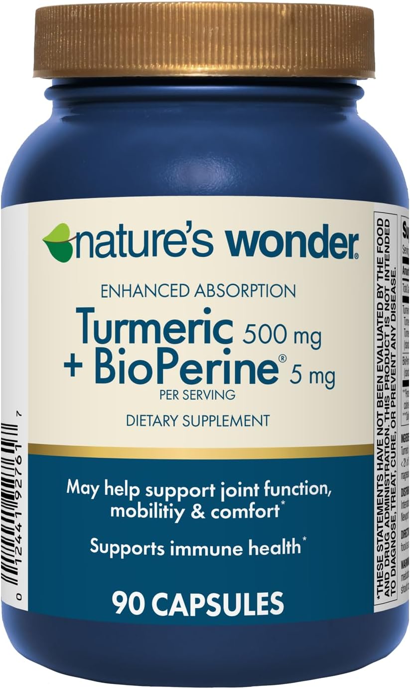 Turmeric Supplement with BioPerine for Joint Function & Mobility - Enhanced Absorption Turmeric Complex, 500 mg with BioPerine 5 mg, 90 Vegetarian Capsules - Espot.com.au