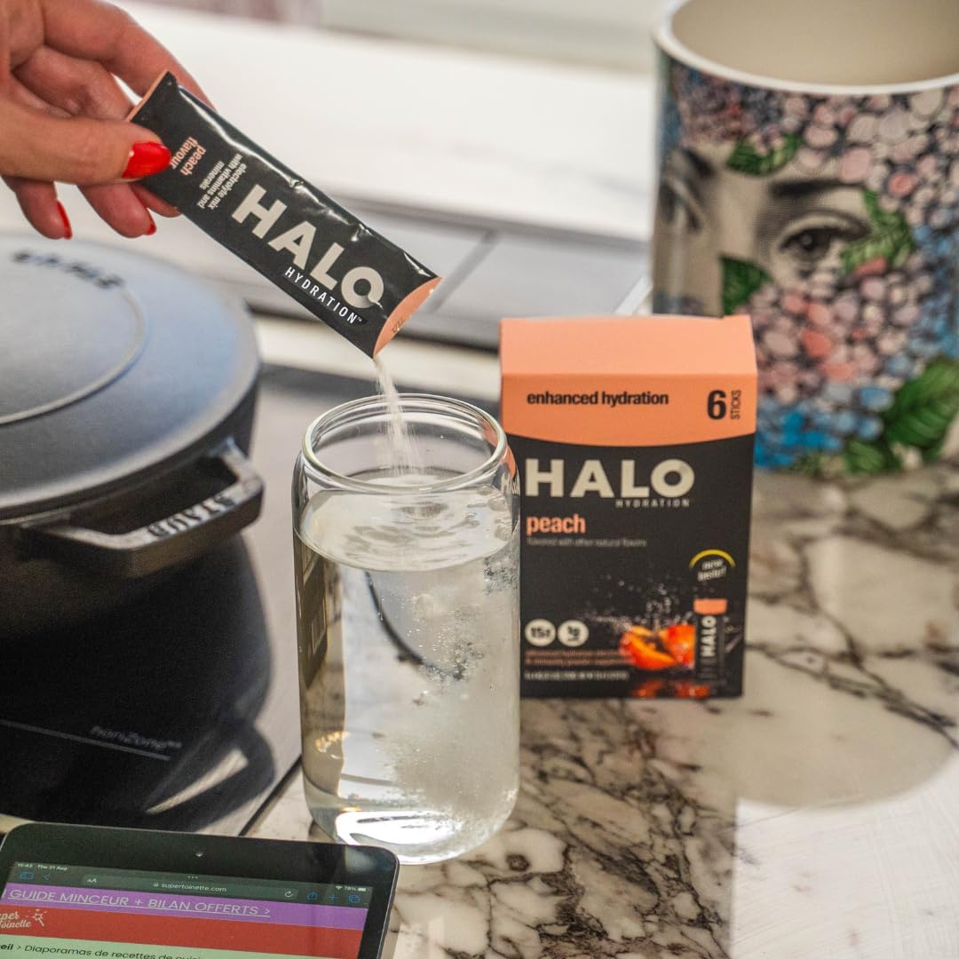 organic-peach-electrolyte-powder-packets---24-servings-low-sugar-vegan-essential-vitamins-minerals-halo-sport-hydration-6