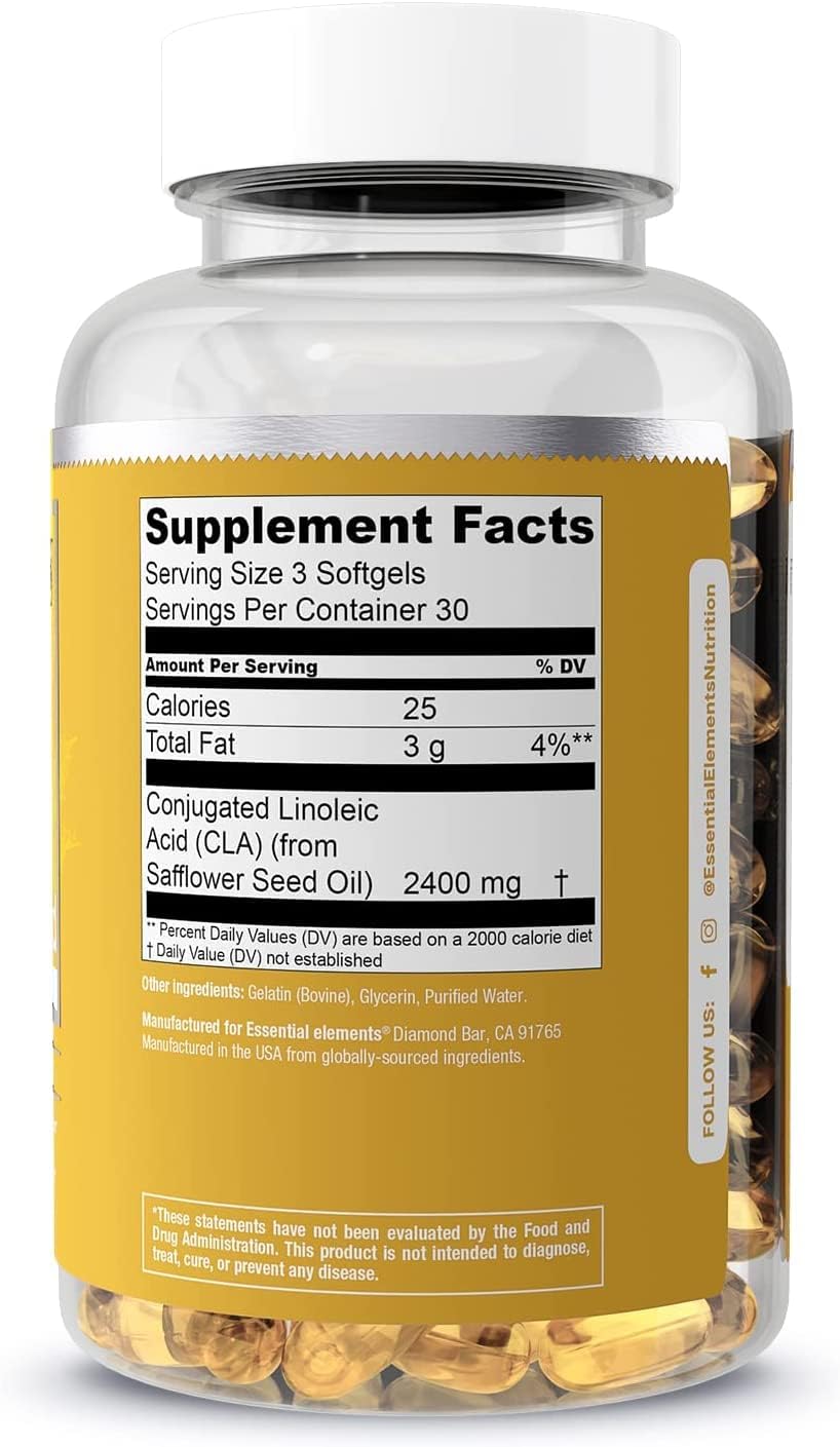 2400mg-cla-softgels-with-safflower-oil---conjugated-linoleic-acid-supplement-by-essential-elements-90-count-3