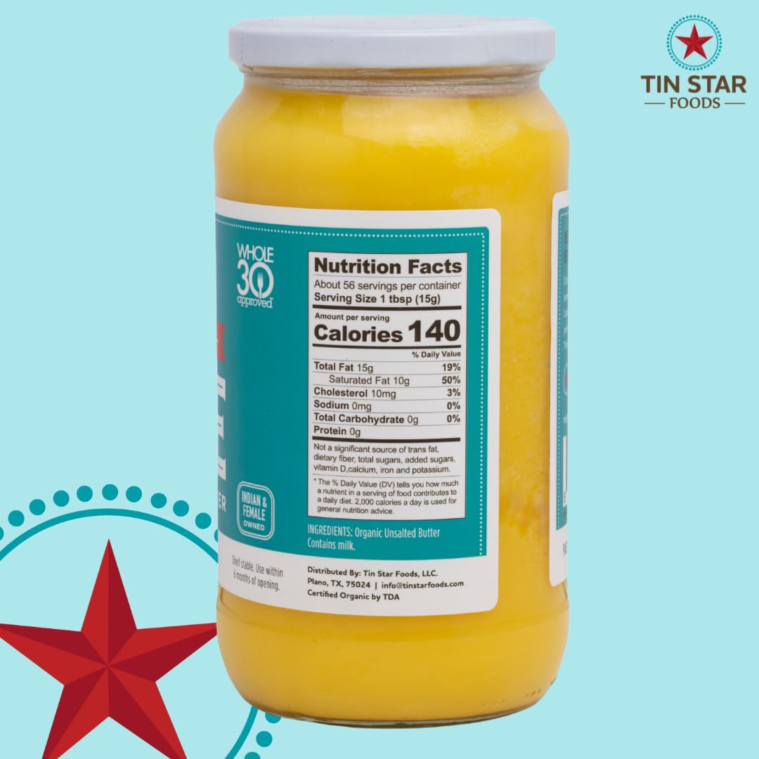organic-grassfed-ghee-by-tin-star-foods---365-pasture-raised-handcrafted-clarified-butter---ideal-for-keto-whole-30-and-21-day-detox---lactose-and-casein-free---32-fl-oz-2