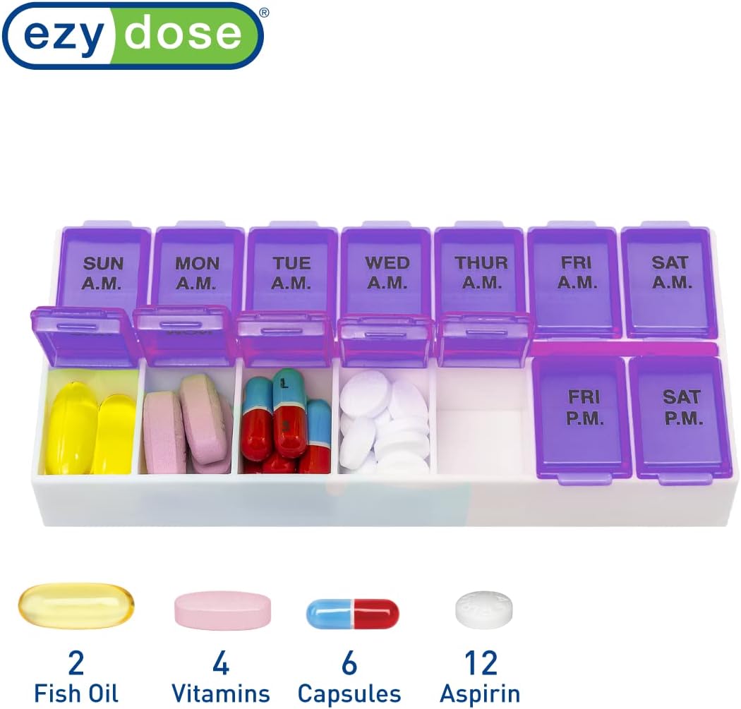 purple-ezy-dose-weekly-pill-organizer---medium-compartments-ampm-vitamin-case-medicine-box---7-day---2-times-a-day-3