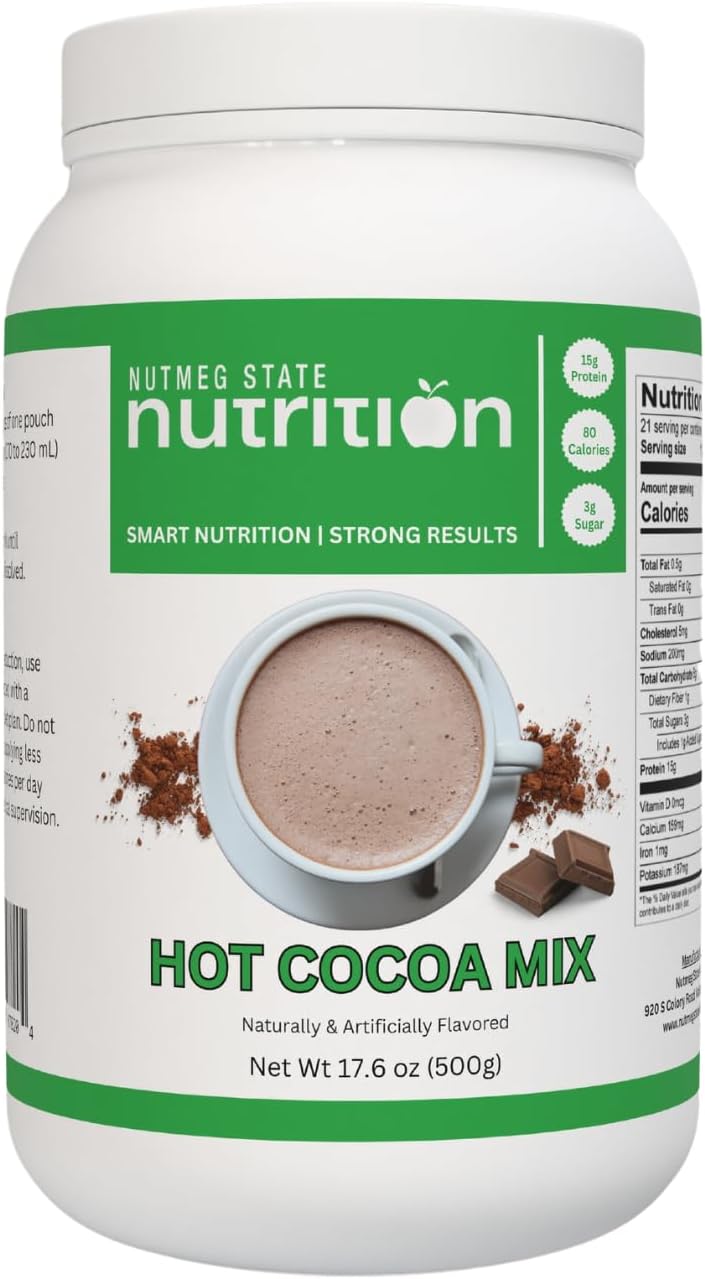 High Protein Hot Cocoa Mix - Nutmeg State Nutrition, Low Calorie Chocolate Protein Drink - 15g Protein, 80 Calories, 3g Sugar - 21 Servings, 17.6 oz - Espot.com.au