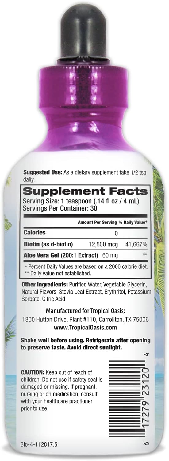 tropical-oasis-liquid-biotin-drops-12500-mcg---fast-hair-growth-reduced-loss-healthy-skin-strong-nails---5x-more-potent-than-pills---max-absorption---vegan---4oz-30-servings-2