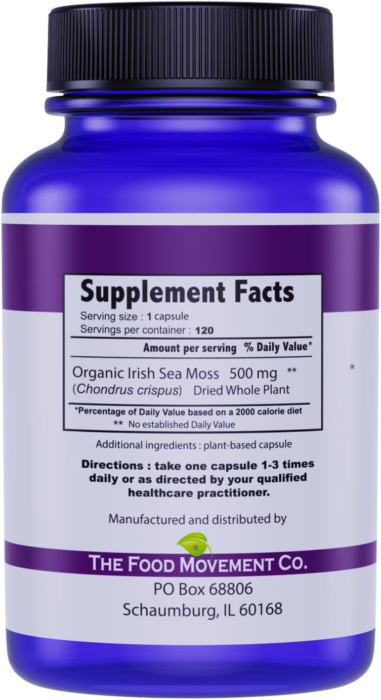 Organic Irish Sea Moss Capsules with Over 70 Trace Minerals for Digestion and Immune Support - Espot.com.au