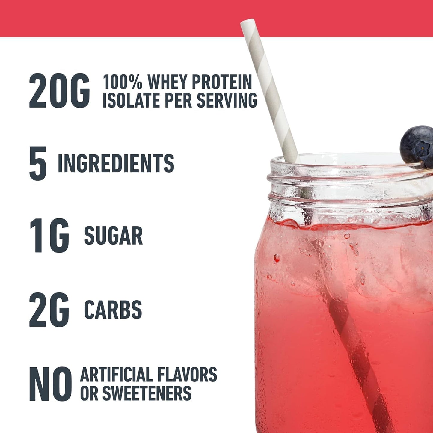 Isopure Clear Whey Isolate Protein Powder Infusions - Mixed Berry Flavor, 20g Protein, Lactose & Gluten Free - 14.1 Oz, 16 Servings - Espot.com.au