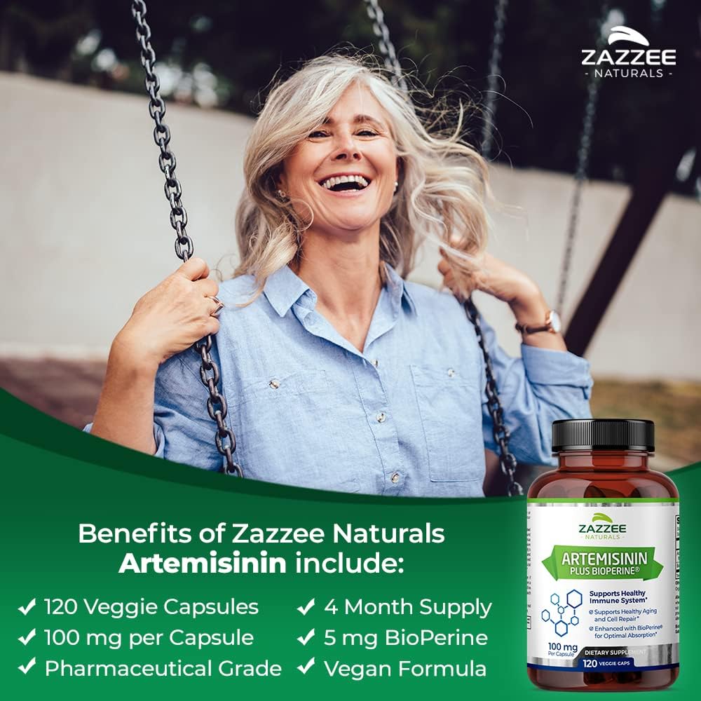 High Absorption Artemisinin Capsules - 100mg, 120 Vegan Capsules with BioPerine - Sweet Wormwood Extract for Maximum Absorption - 4 Month Supply, Non-GMO & All-Natural - Espot.com.au