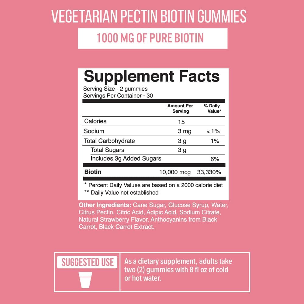 sweetheart-beauty-biotin-gummies---10000mcg-hair-skin-and-nails-supplement---vegan-non-gmo-chewables-for-faster-growth---60-count-4