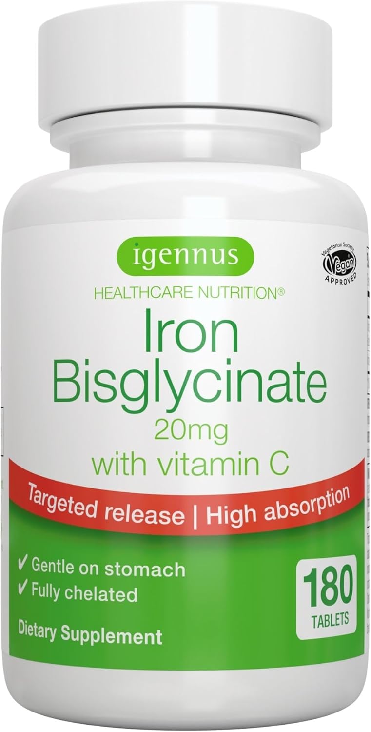 igennus-high-absorption-chelated-iron-bisglycinate-20mg-with-vitamin-c---6-month-supply---gentle-formula-for-women-and-men---vegan---180-tablets-1