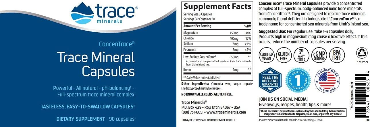 ConcenTrace Capsules - Supports Bone Health, Body Energy, Hydration & Electrolytes - 90 Capsules - Espot.com.au