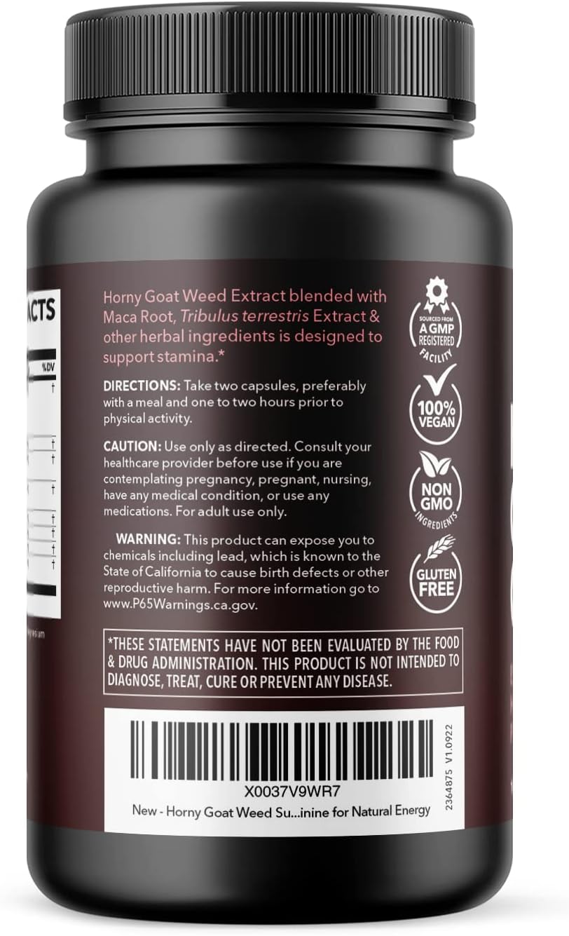 Extra Strength Horny Goat Weed Capsules for Men & Women - Boost Performance & Energy with Tongkat Ali, Muira Puama, Saw Palmetto - 2 Month Supply - Espot.com.au