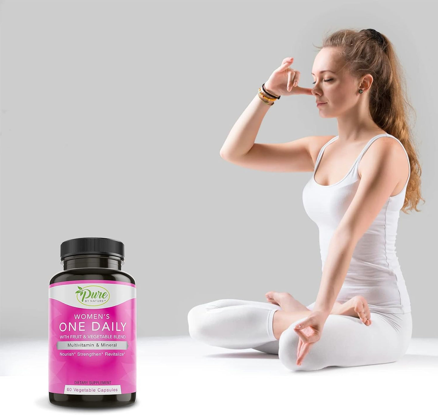 Pure By Nature Women's One-Daily Multivitamin - Immune Support, Non-GMO, Energy Boost - 60 Veggie Capsules - Espot.com.au