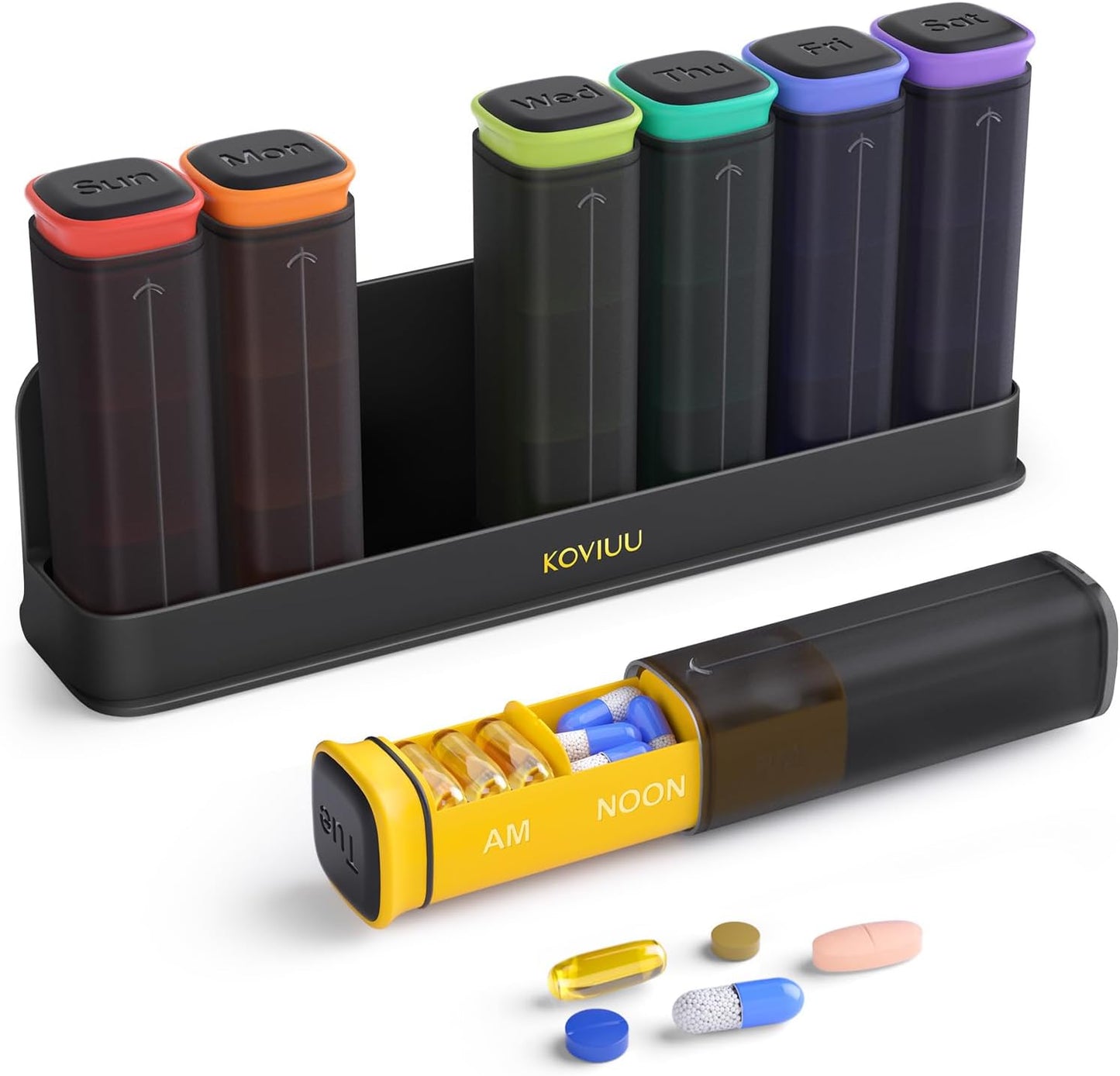koviuu-weekly-pill-organizer-set---twice-daily-three-times-daily---translucent-black-and-black-color-options-1