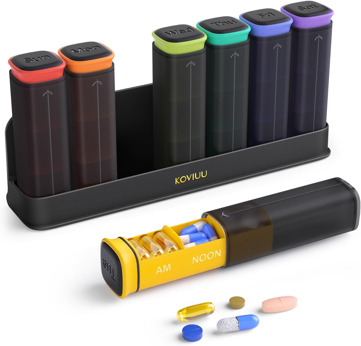 koviuu-weekly-pill-organizer-set---twice-daily-three-times-daily---translucent-black-and-black-color-options-1