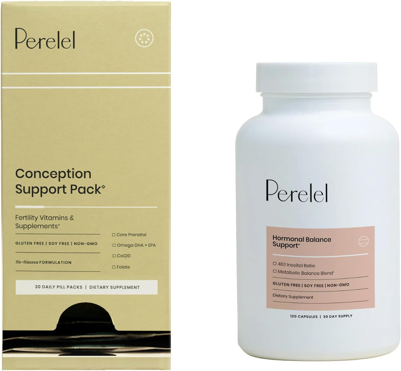 Women's Fertility Bundle - Family Planning and Hormone Support - Gluten, Dairy, and Soy-Free - Non-GMO - 30 Day Supply by Perelel - Espot.com.au