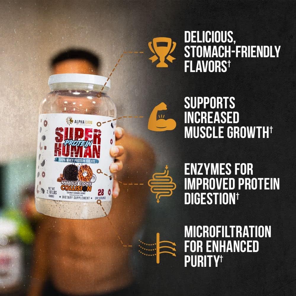 high-quality-superhuman-whey-protein-isolate-powder---cookie-collision-flavor---ideal-for-muscle-recovery-growth---low-carb-low-sugar-formula---28-servings-2