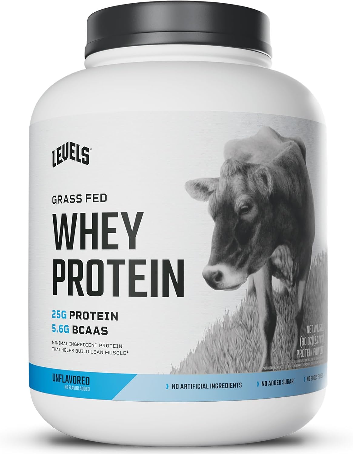 Levels Nutrition Grass Fed Whey Protein Powder - 5LB, 25G Protein, No Artificial Ingredients, Unflavored - Espot.com.au