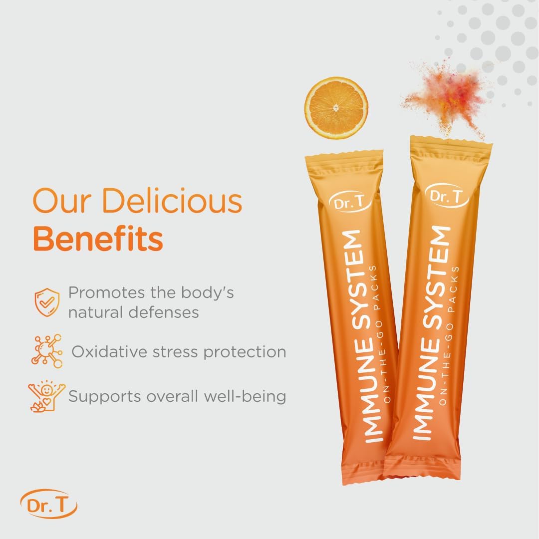 On-The-Go Immune System Booster Powder Packs - Natural Defense Support for Overall Well-Being - 30 Single-Serve Packs - Espot.com.au