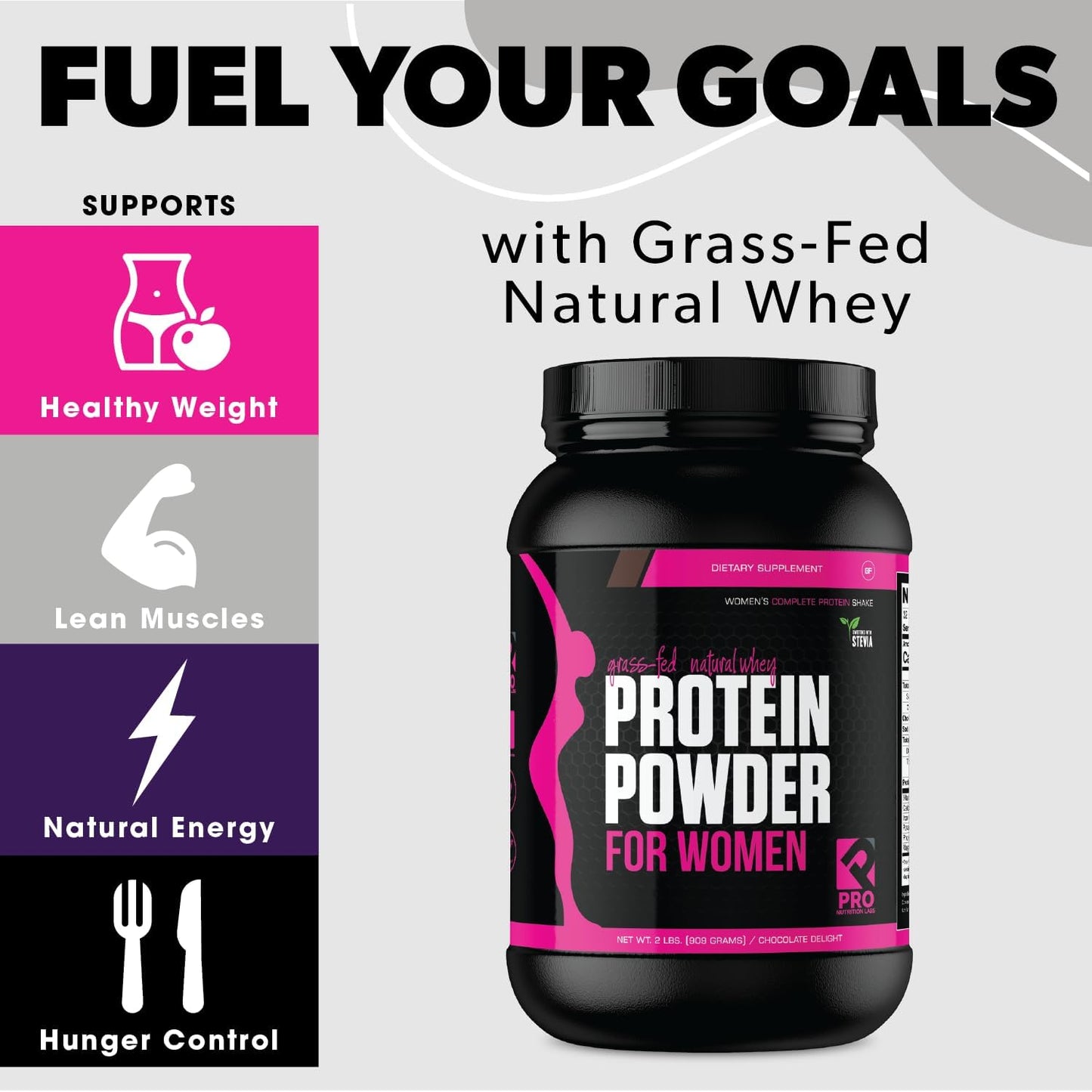 chocolate-delight-whey-protein-powder-for-women---low-carb-gluten-free-grass-fed-protein-shake---supports-weight-loss---natural-stevia-sweetened---20g-protein---2lb-6