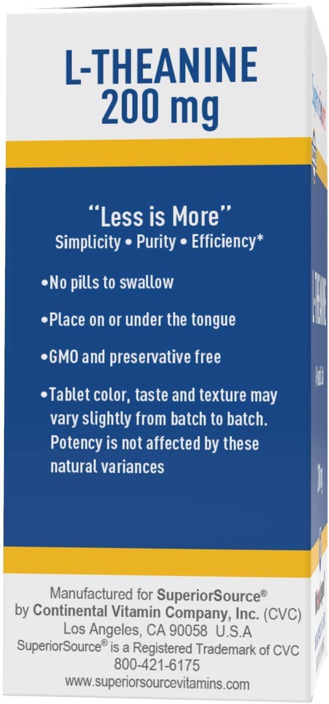 High-Quality L-Theanine 200 mg Tablets for Relaxation and Sleep Support - 100 Ct - Non-GMO - MicroLingual Instant Dissolve Technology - Espot.com.au