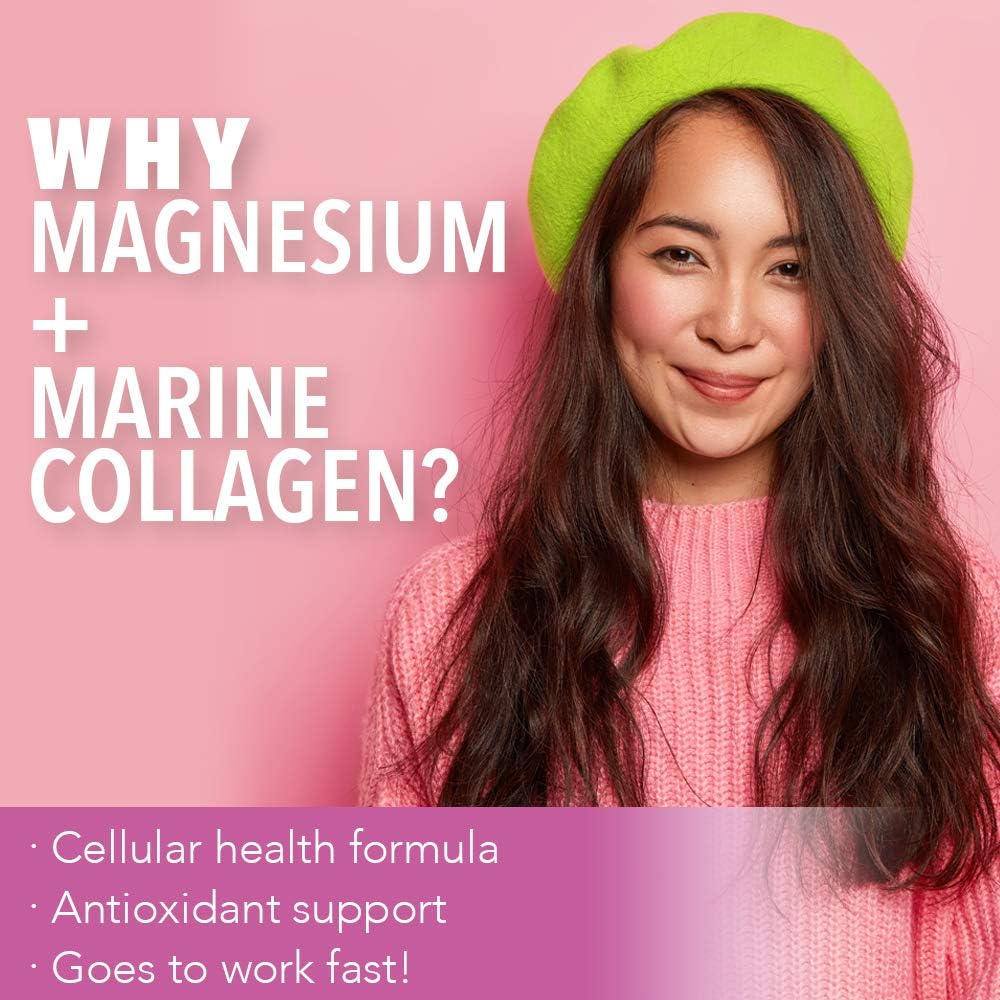 KAL Magnesium Skin Health Drink with Marine Collagen | Glowing Skin Support | Cellular Health | 325mg Magnesium Citrate | 10.7oz, 70 Servings - Espot.com.au